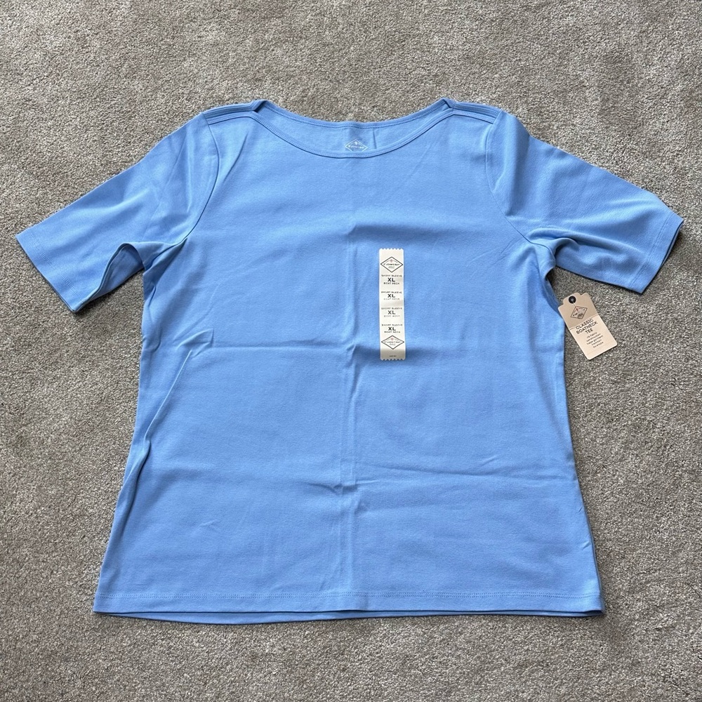 Women’s St. John’s Bay boat neck, elbow-sleeve shirt, size XL, new with tags